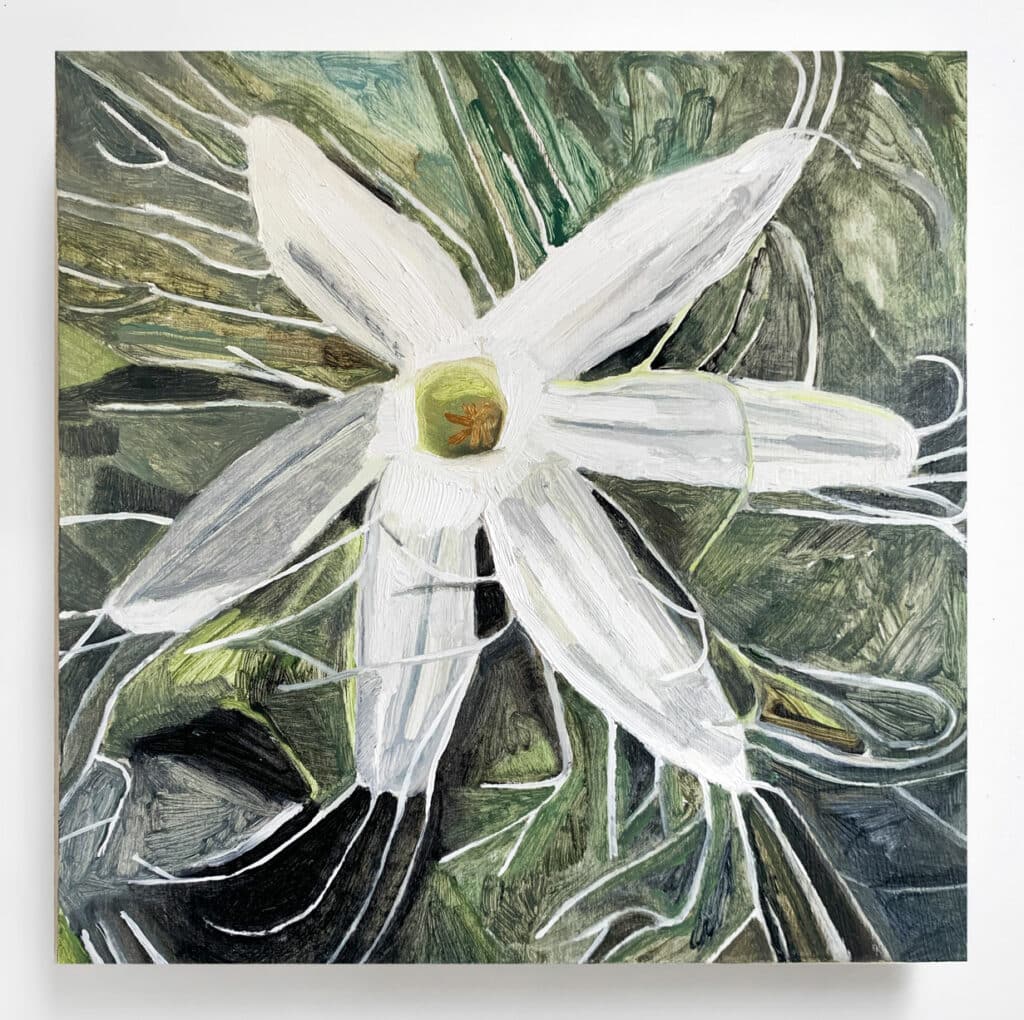 Ellen-Siebers_Snake-Gourd_oil-on-shaped-birch-panel_11x11_2020