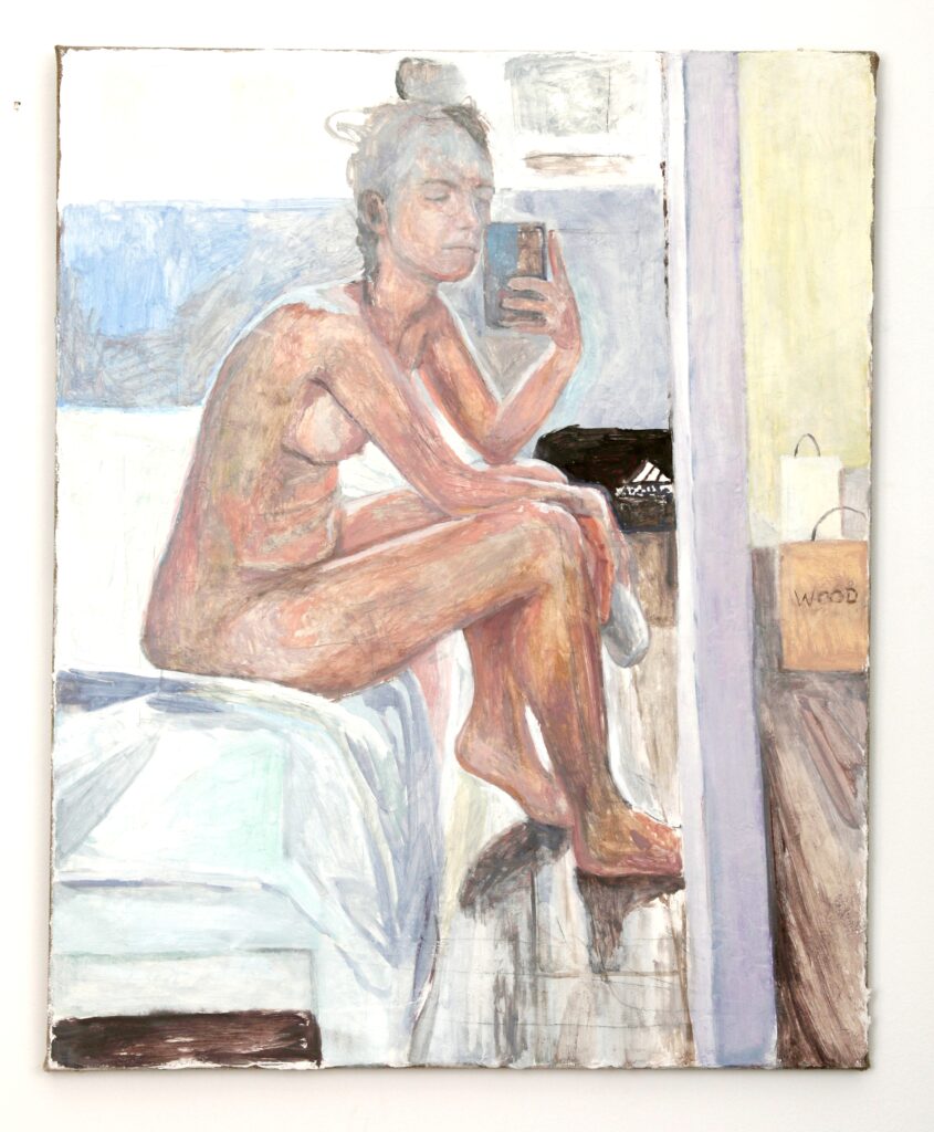 Flora Temnouche, After shopping, huile sur toile, 61 x 77 cm
