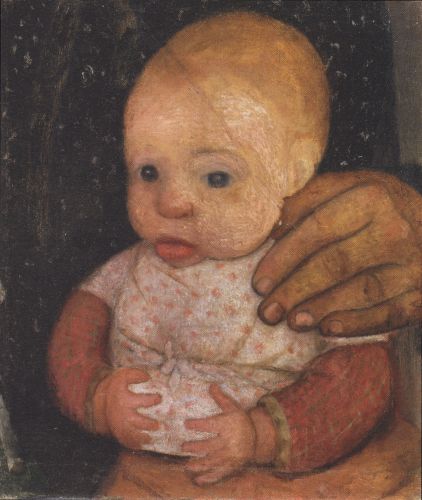 Paula Modersohn-Becker, Säugling mit der Hand der Mutter, 1903, 31.3 x 26.7 cm