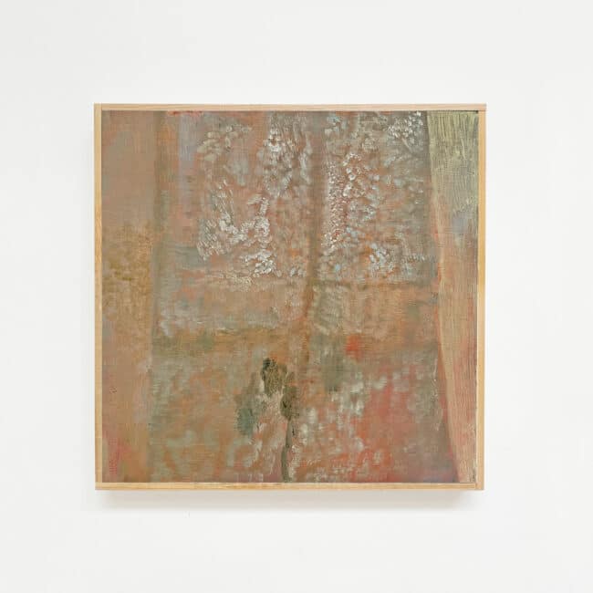 geraniums-at-dawn-in-january_8x8 inches_oil on shaped birch panel_2023