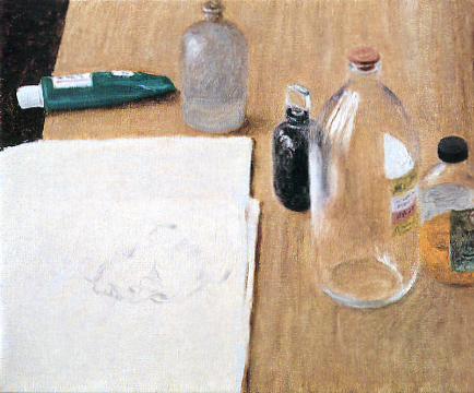 Avigdor Arikha, Ink and solvents, oil on canvas, 1998, 38 x 46 cm.