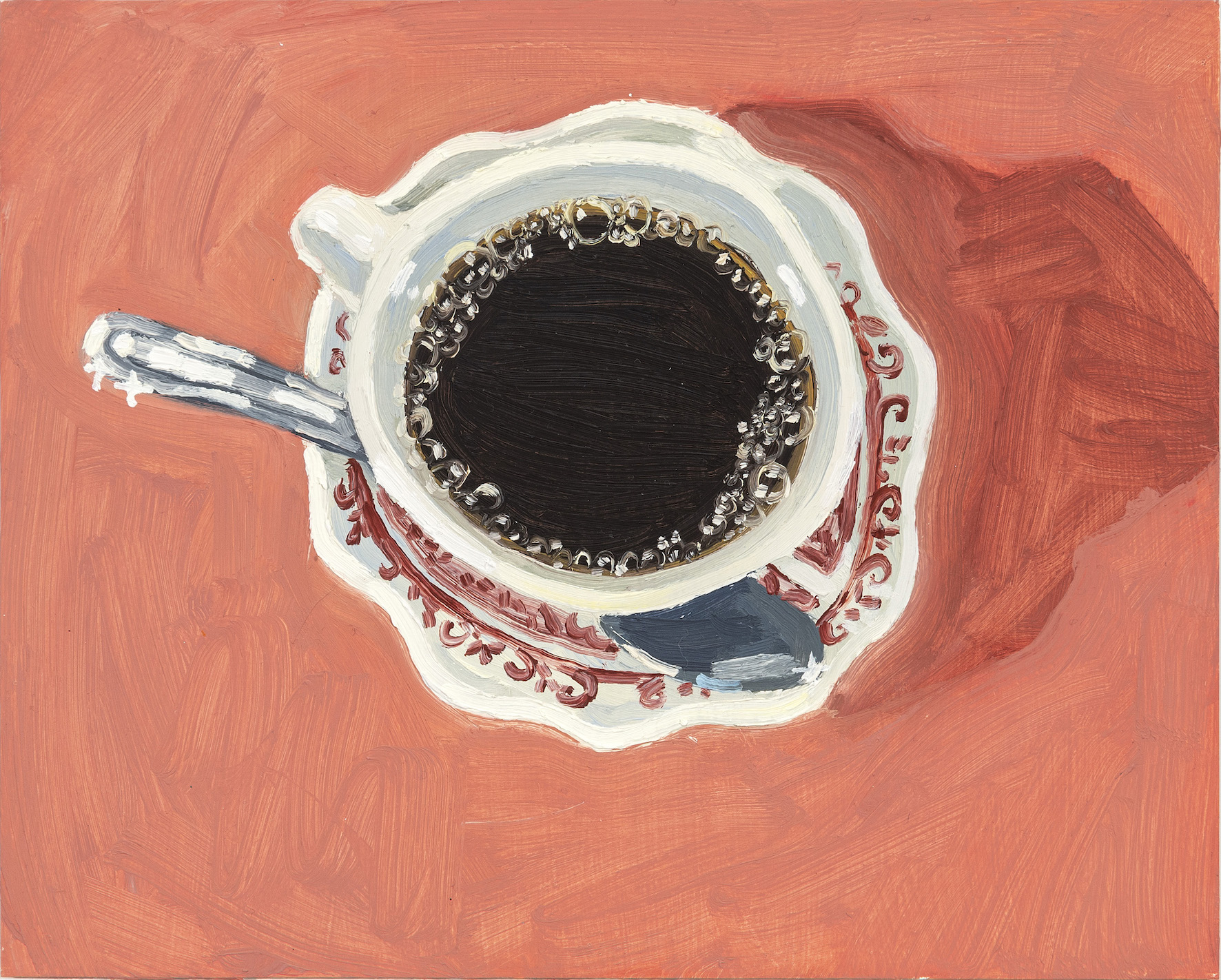 9:22 AM, Diner Coffee, 2023, Oil on Masonite panel, 8 x 10 inches